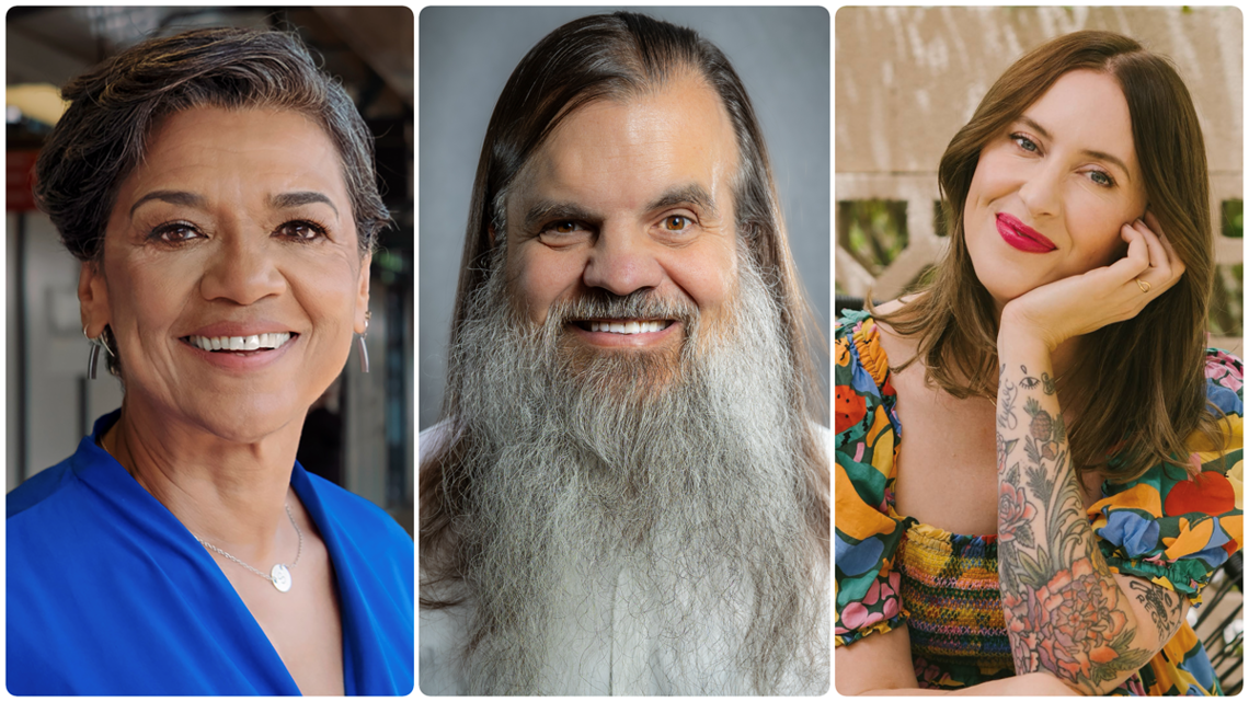 Sonia Manzano (left), Bryan Alexander (middle), Nora McInerny (right)